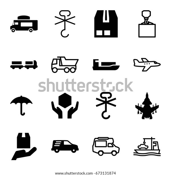 Cargo icons set. set of 16 cargo filled and outline\
icons such as truck with luggage, van, handle with care, delivery\
car, plane, truck