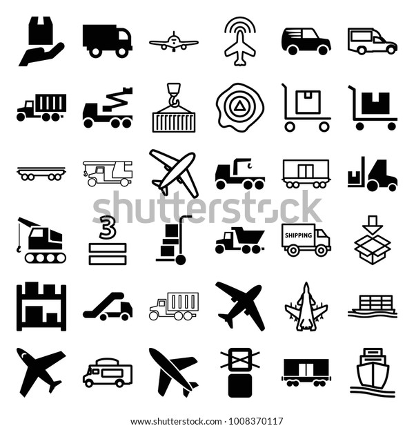 Cargo Icons Set 36 Editable Filled Stock Vector (Royalty Free) 1008370117