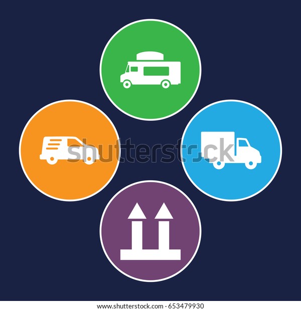 Cargo icons set. set of 4 cargo filled icons such as\
van, cargo arrow up