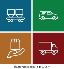 Cargo icons set. set of 4 cargo outline icons such as delivery car