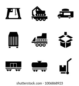 Cargo icons. set of 9 editable filled cargo icons such as van