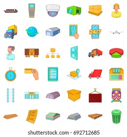 Cargo icons set. Cartoon style of 36 cargo vector icons for web isolated on white background