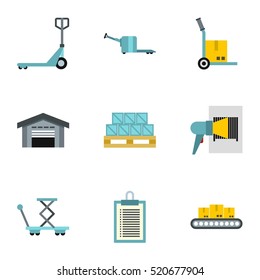 Cargo icons set. Flat illustration of 9 cargo vector icons for web