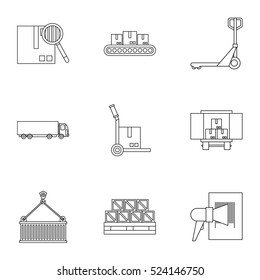 Cargo icons set. Outline illustration of 9 cargo vector icons for web