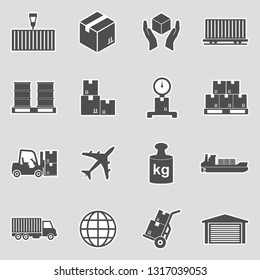 Cargo Icons. Sticker Design. Vector Illustration.