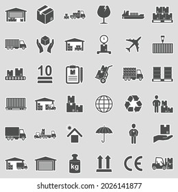 Cargo Icons. Sticker Design. Vector Illustration.