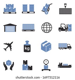 Cargo Icons. Two Tone Flat Design. Vector Illustration.