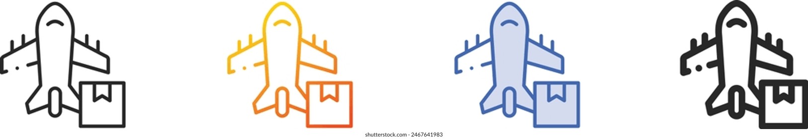 cargo icon.Thin Linear, Gradient, Blue Stroke and bold Style Design Isolated On White Background