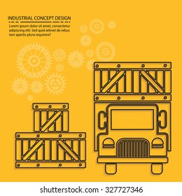 Cargo, industry on yellow background,clean vector