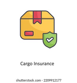 Cargo Insurance Filled  Outline Vector Icon Design illustration on White background. EPS 10 File