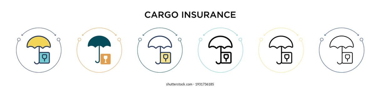 Cargo insurance icon in filled, thin line, outline and stroke style. Vector illustration of two colored and black cargo insurance vector icons designs can be used for mobile, ui, web