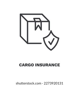 icono de seguro de carga. Icono de seguro de carga de línea delgada de la colección de seguros y cobertura. Vector de contorno aislado en fondo blanco. El símbolo de seguro de carga editable puede ser utilizado web y móvil