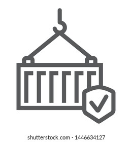 Cargo insurance line icon, delivery and protection, shipping safety sign, vector graphics, a linear pattern on a white background, eps 10.