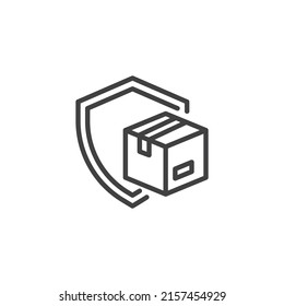 Cargo insurance line icon. linear style sign for mobile concept and web design. Parcel box and shield outline vector icon. Symbol, logo illustration. Vector graphics
