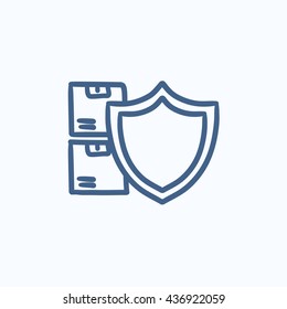 Cargo insurance vector sketch icon isolated on background. Hand drawn Cargo insurance icon. Cargo insurance sketch icon for infographic, website or app.