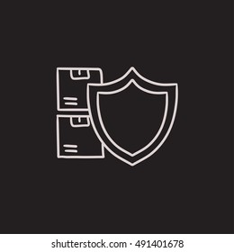 Cargo insurance vector sketch icon isolated on background. Hand drawn Cargo insurance icon. Cargo insurance sketch icon for infographic, website or app.