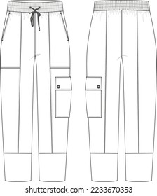 It's a cargo jogger pant flat sketch