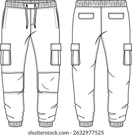 cargo jogger pants  flat line design
