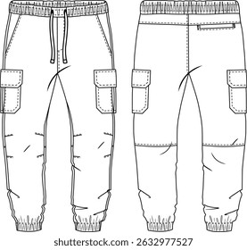Pantalones cargo jogger diseño de línea plana