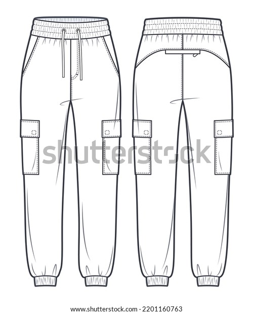 Cargo Joggers Pants Fashion Technical Drawing Stock Vector (Royalty ...