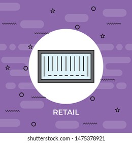 Cargo labeling flat line icon. Barcode tag sign. Thin linear logo for retail services