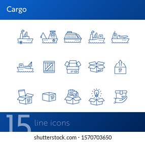 Cargo line icon set. Ships and cargo packages concept.Vector illustration can be used for topics like marine, transportation, export