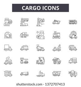 Cargo line icons, signs, vector set, outline illustration concept 