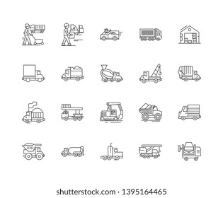 Cargo line icons, signs, vector set, outline illustration concept 