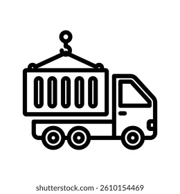 Cargo Line Vector Illustration On White Background.