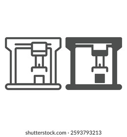 Cargo loading crane line and solid icon, marine port concept. Vector graphics. Port cargo transportation conveyor sign on white background, outline style icon for mobile or web design