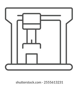 Cargo loading crane thin line icon, marine port concept. Vector graphics. Port cargo transportation conveyor sign on white background, outline style icon for mobile or web design