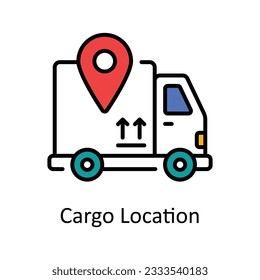 Cargo Location Filled Outline Icon Design illustration. Map and Navigation Symbol on White background EPS 10 File