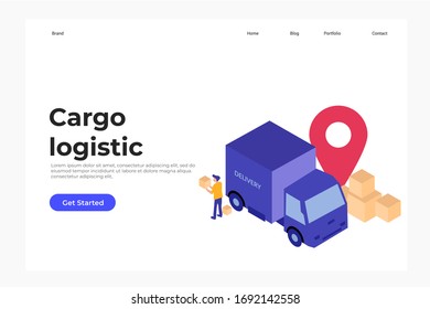 Cargo logistic concept illustration concept for web landing page template, banner, and presentation