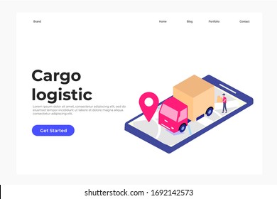 Logistisches Konzept-Illustrationskonzept für Webseiten-Vorlagen, Banner und Präsentationen