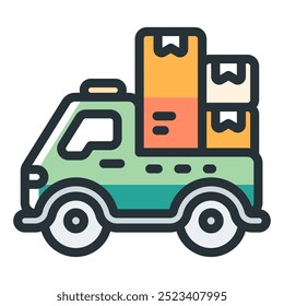 Cargo Logistic Delivery Vector Line Icon Symbol