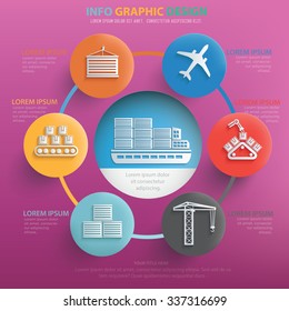 Cargo and logistic info graphic design, vector
