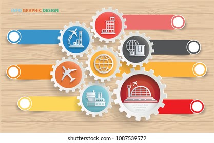 Cargo and logistic info graphic vector design