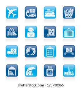 Cargo, logistic and shipping icons - vector icon set