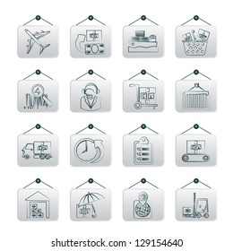 Cargo, logistic and shipping icons - vector icon set