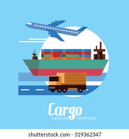Cargo, Logistics and transportation. flat design elements. vector illustration