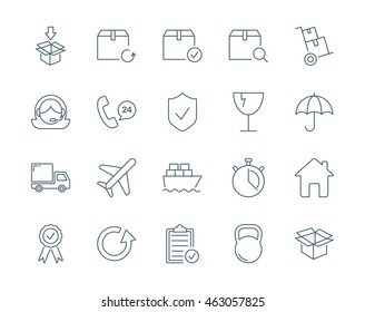 Cargo and logistics vector icons set