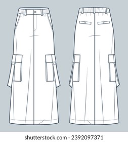Premium Vector  Set skirt front and back view fashion flat sketch