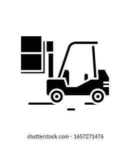 Icono negro de máquina de carga, ilustración conceptual, símbolo plano vectorial, signo de glifo.