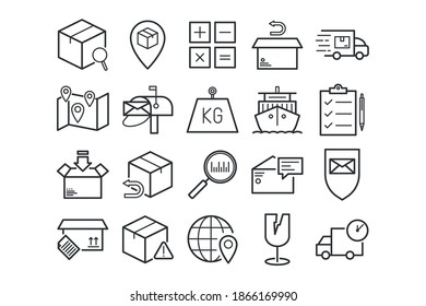 Cargo and Mail Delivery icons. Vector set