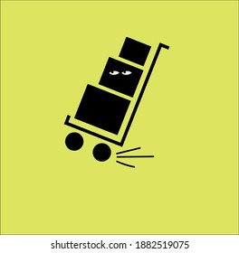 cargo man boxes icon vector