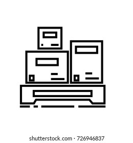cargo measurement vector line icon, sign, illustration on background, editable strokes