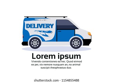 cargo minivan delivery transport parcel packages international transportation shipping industrial concept isolated flat horizontal copy space vector illustration