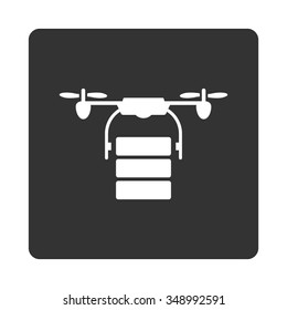 Cargo Nanocopter vector icon. Style is flat rounded square button, white and gray colors, white background.