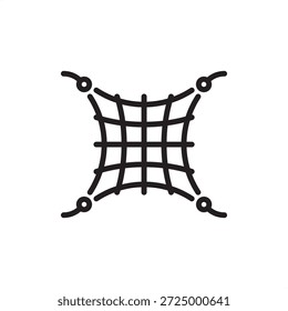 Das Symbol des Frachtnetzes symbolisiert die Sicherung der Seefracht, das industrielle Hebezeug und die Standortsicherheit. Es steht für nautisches Seilgeflecht, Terminalladegeräte, Transportschutz und Hafenlogistikausrüstung.