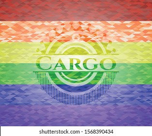 Cargo on mosaic background with the colors of the LGBT flag